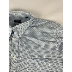 IZOD Mens Button Down Shirt All Over Stretch Regular Fit Micro Print 17 17.5